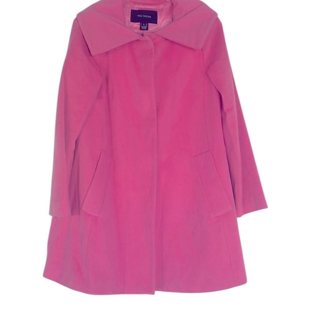 Pink Tartan Cotton Candy Pink Cashmere Wool Coat L - Picture 4 of 16